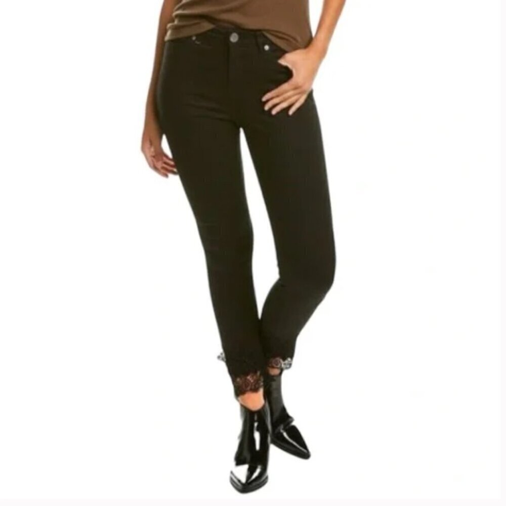 Ted‎ Baker Alesiaa Black Skinny Jeans Lace Trim Stretch Classic Size 27 Women's